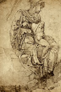 Madonna and Child; drawing by Michelangelo. The Louvre, Paris by Michelangelo Buonarroti